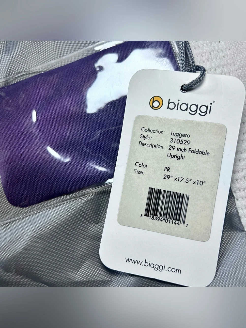 New Biaggi Leggero Gray Foldable Weekend Bag Checked Luggage